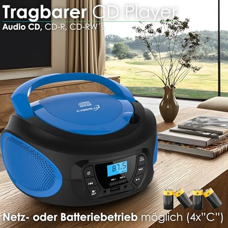 Cyberlux tragbarer CD-Player Kinder Radio Blau – Bild 2