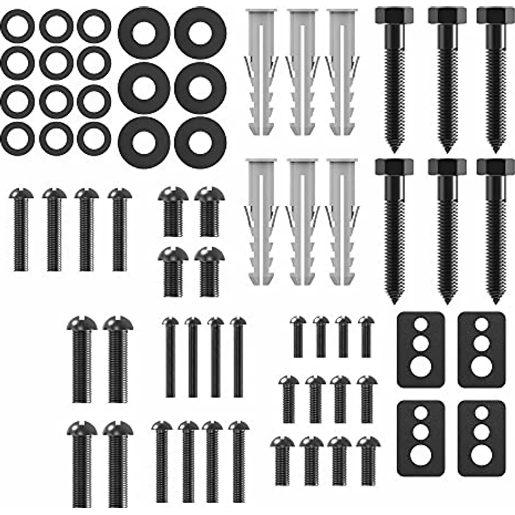 [Neu] conecto Vesa Schrauben Set 66 teilig, optimal für TV Befestigung, TV Wandhalterung, TV Halterung, Befestigungsschrauben mit Dübel & Unterlegscheiben, schwarz - Preisvergleich – Bild 5