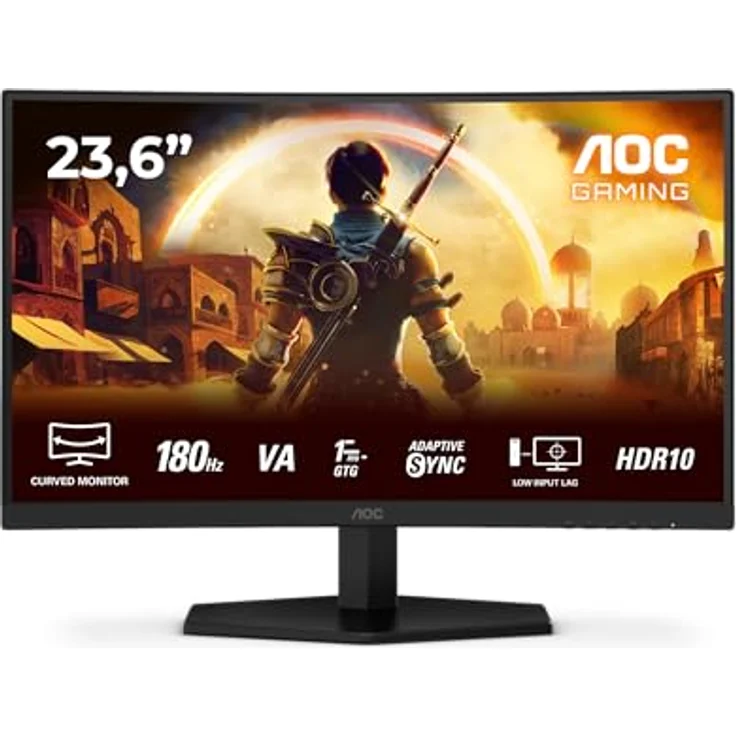 AOC Gaming C24G42E, 24 Zoll Full HD Curved Monitor mit 180 Hz, 1 ms Reaktionszeit, FreeSync Premium, schwarz-rot – Bild 2