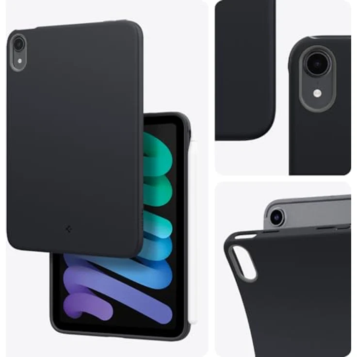 Spigen Nano Pop Hülle für iPad mini 7. (2024, A17 Pro) / 6. (2021), verstärkter Schutz, präzise Ausschnitte, schwarzer Sesam – Bild 3