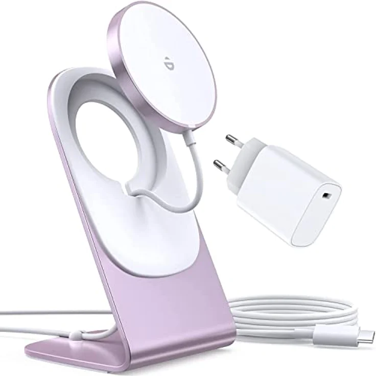 Mag-Safe Ladegerät,Wireless Charger mit iPhone ladestation,induktive ladestation,magnetisch Induktionsladegerät,Kabellos Schnellladegerät kompatibel für iPhone 14/13/12/11 Pro Max Plus Rosa – Bild 1