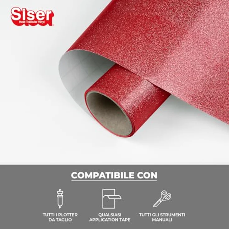Siser EasyPSV® Glitter, selbstklebende Glitzerfolie in Ziegel-Rot für Innen- und Außenanwendungen – Bild 2