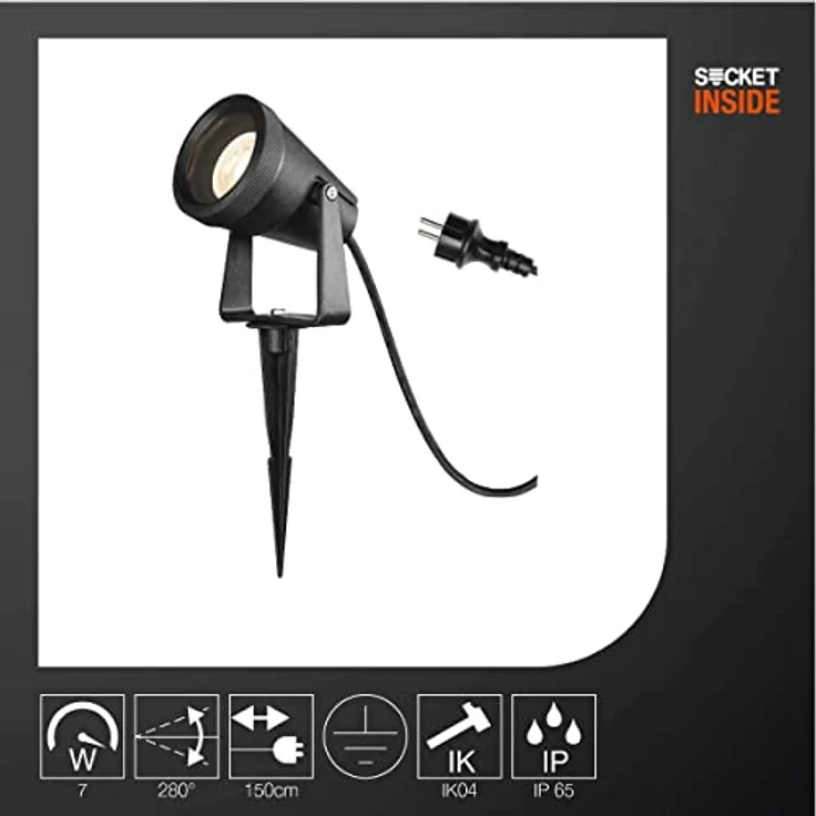 SLV Erdspiessleuchte SAMRINA SP single QPAR51 / Außenlampe für die Beleuchtung von Garten, Terrasse, Pflanzen, Wegen, Teich, LED Aussen-Leuchte, Außen-Strahler / GU10 IP65 7W schwarz, 1004757 – Bild 3