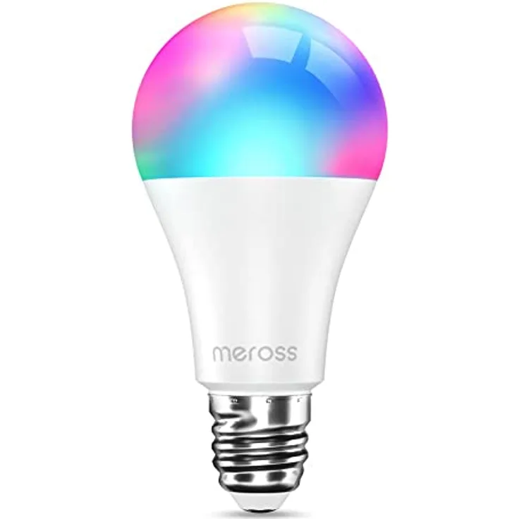 Meross Smart MSL 120 LED Lampe, WLAN dimmbare Glühbirne intelligente Mehrfarbige Birne Äquivalent 60W E27 2700K-6500K kompatibel mit Alexa, Google Home und SmartThings, Warmweiß