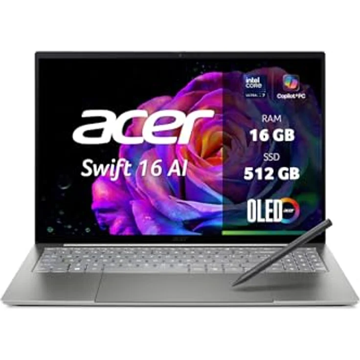Acer Swift 16 AI OLED (SF16-71T-7053) AI Laptop, 16 WQ2.8K OLED 120Hz Touch-Display, Intel Core Ultra X7, 16 GB RAM, 512 GB SSD, Intel Arc B390 Grafik, Windows 11, QWERTZ Tastatur – Bild 1