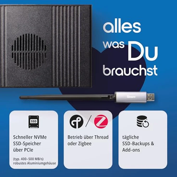 smattex Plug & Play Set Black, Raspberry Pi 5 mit vorinstalliertem Home Assistant, Antenne, 8 GB RAM, 256 GB SSD, WiFi, Bluetooth, Matter, Zigbee optional – Bild 4