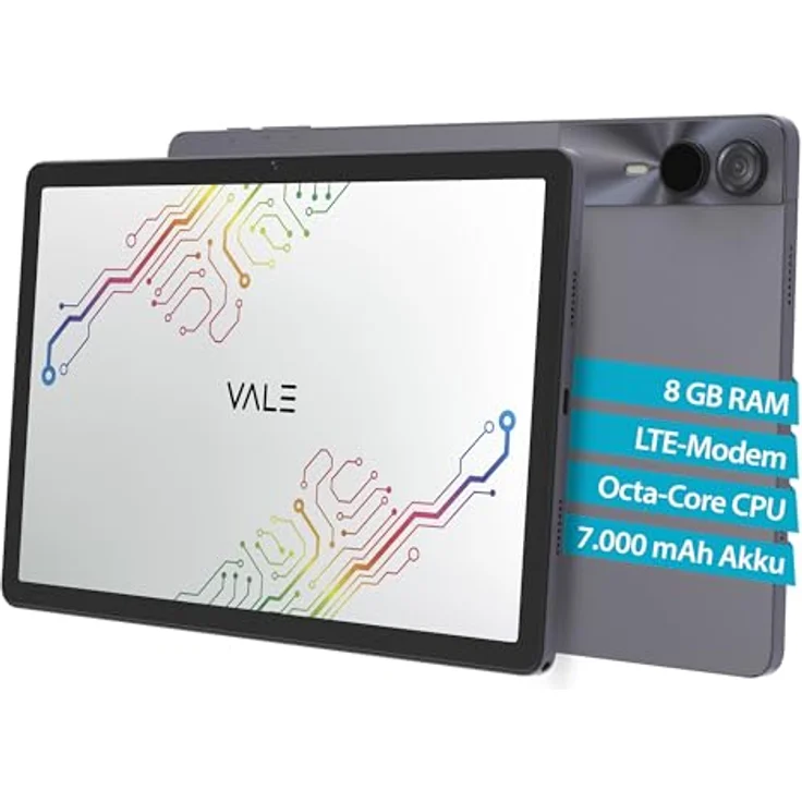VALE Tablet V11E LTE, 11" INCELL-IPS Display, Octa-Core Prozessor, 8 GB RAM, 128 GB Speicher, Android 14, 7000 mAh Akku, 13 MP Kamera, Metallgehäuse – Bild 1