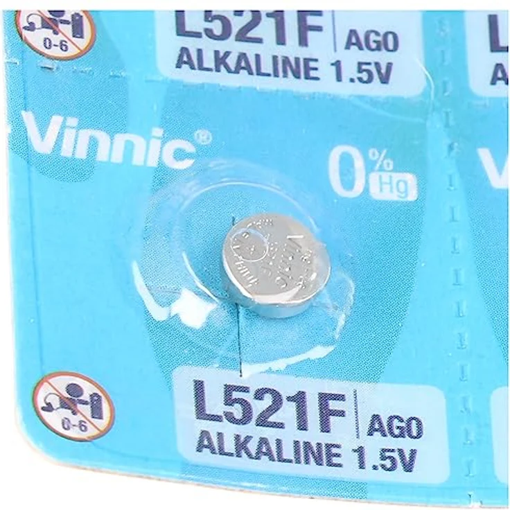 Vinnic Knopfzelle Alkaline AG0 L521F LR63, Blisterpackung mit 10 Stück – Bild 2