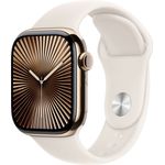 Apple Watch Series 10, 42 mm, GPS + Cellular, Titangehäuse Gold, Sportarmband Polarstern, M/L