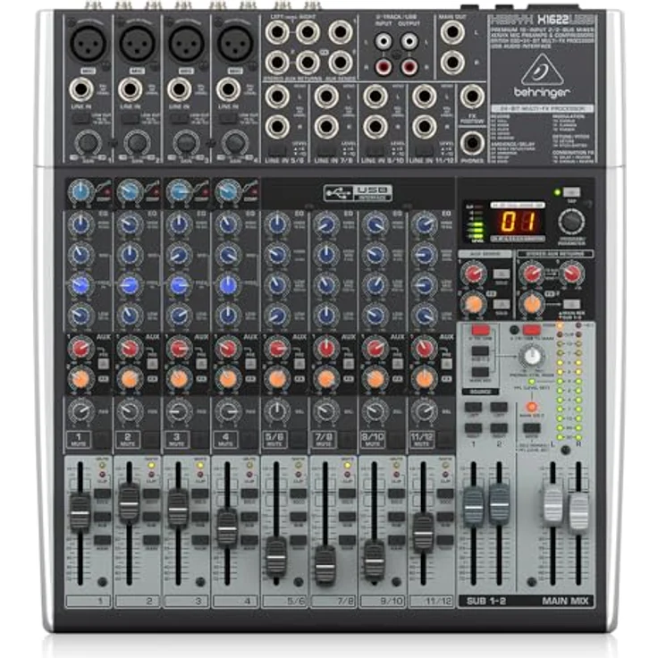 Behringer XENYX X1622USB 16-Kanal 2/2 Bus Mischpult mit XENYX Mic Preamps, 1-knob Kompressoren, 24-bit Multi-FX und USB Audio Interface – Bild 2