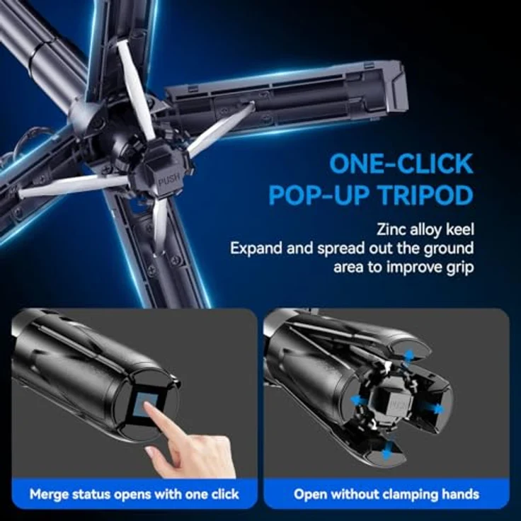 xO SS22, Bluetooth Selfie Stick mit Tripod und magnetischem Halter, kompakt schwarz – Bild 3