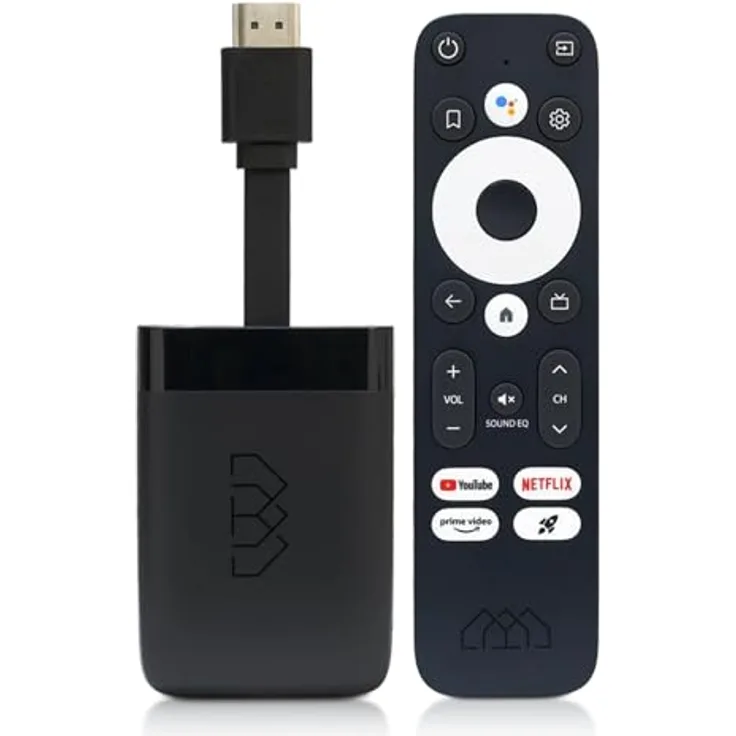 AB Cryptobox Homatics Dongle R 4K Media-Streaming-Client mit AV1 Unterstützung, 8GB Flash eMMC, Android TV Stick (Chromecast, Offizielles Android 10)