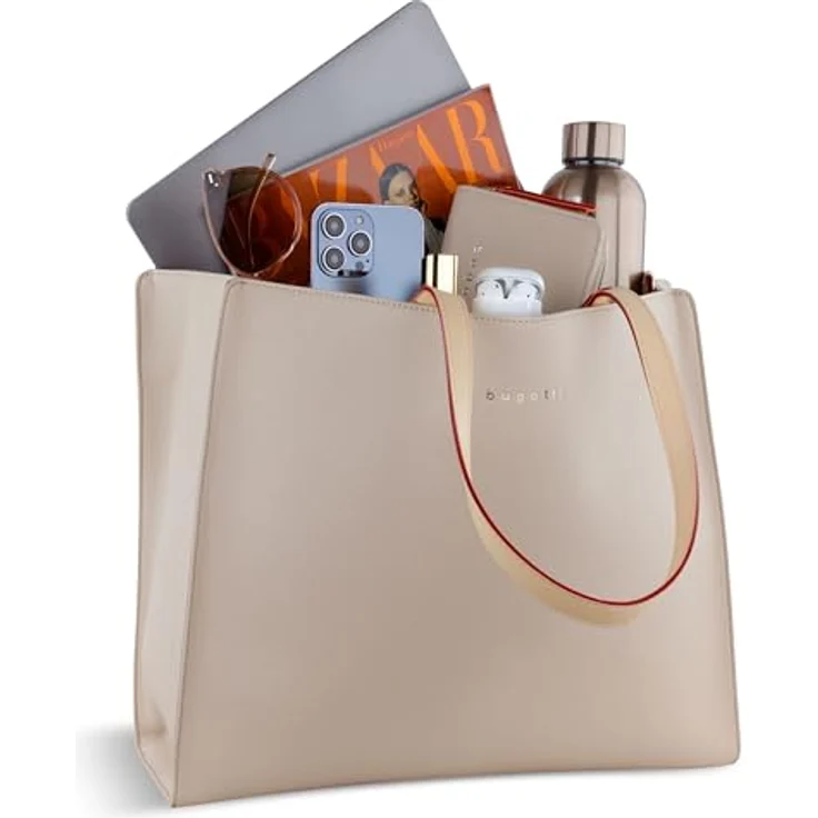 bugatti Ella Business System Bag, elegante Aktentasche mit herausnehmbarem 13-Zoll-Laptopfach, Organizer und in Beige – Bild 4