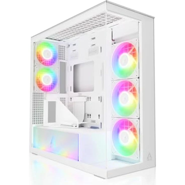 ARCTIC Xtender VG (White), PC-Gehäuse mit gehärtetem Panorama-Glas, vertikaler GPU-Anbringung, 2x 420 mm Radiator Support, 5x vormontierte A-RGB Lüfter, Full Tower, bis zu E-ATX – Bild 1