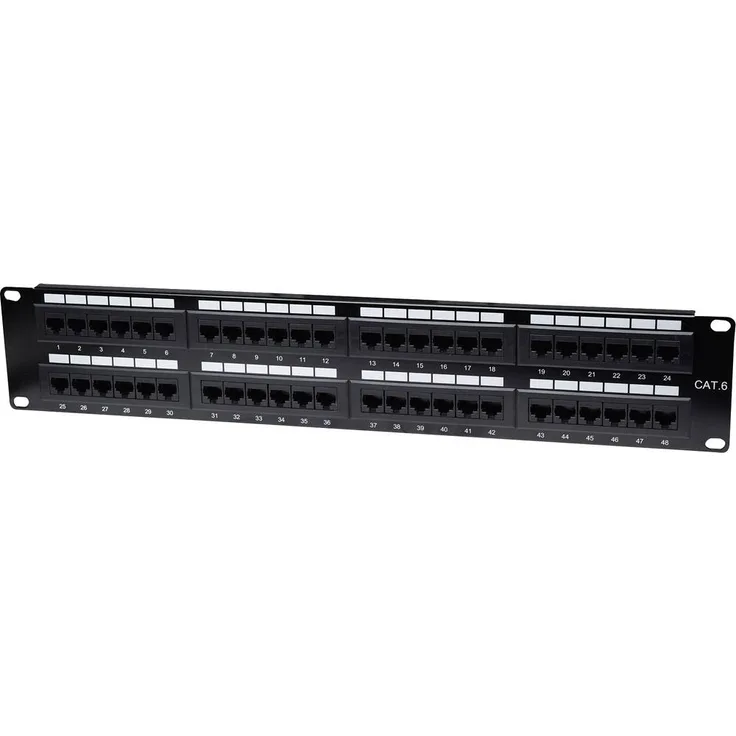 Intellinet 560283 48 Port Netzwerk-Patchpanel, unbestückt, für CAT 3 bis CAT 6, 483mm (19"), 2 HE