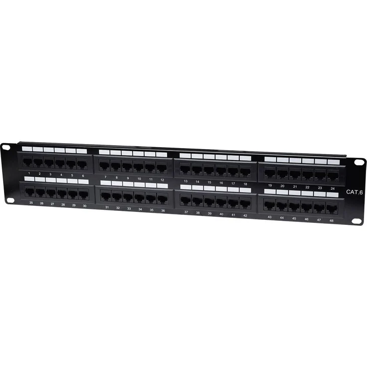 Intellinet 560283 48 Port Netzwerk-Patchpanel, unbestückt, für CAT 3 bis CAT 6, 483mm (19"), 2 HE