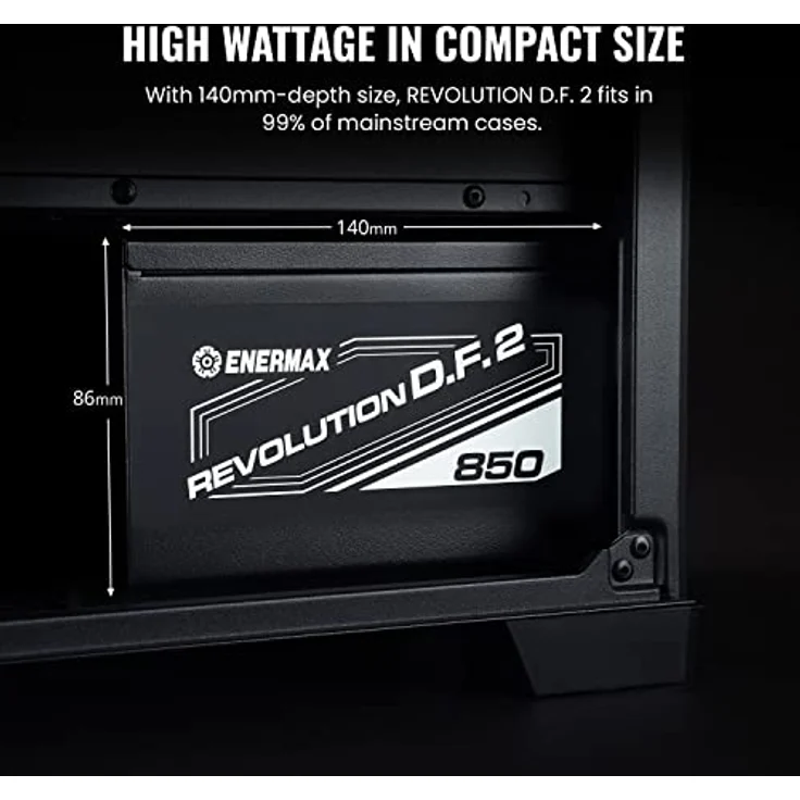 Enermax Revolution D.F. 2 ATX Compact Gaming&Streaming PC Netzteil 1050W 80Plus Gold (Semi-Modular, Flachbandkabel, Semi-Fanless), ERS1050EWT, schwarz – Bild 4