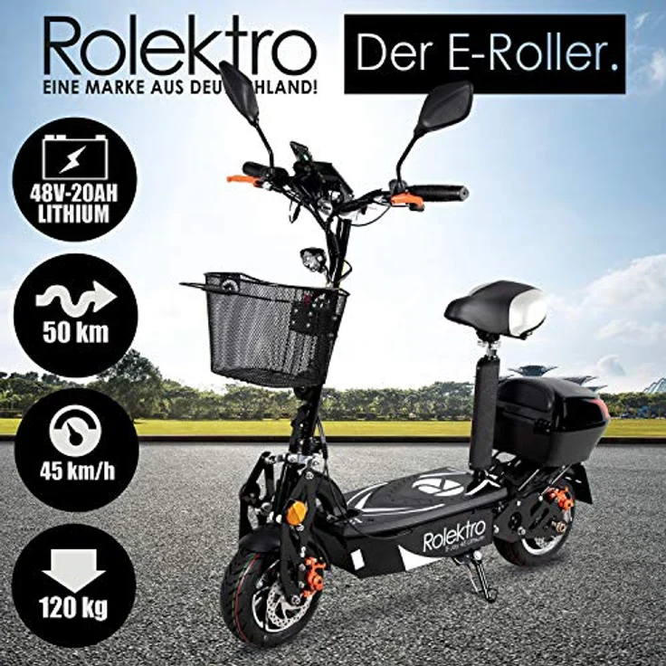 Rolektro E-Joy 45 Elektromoped mit Lithium Akku 45km/h E-Moped 1000Watt Radnabenmotor 50km EU-Zulassung - Preisvergleich – Bild 3