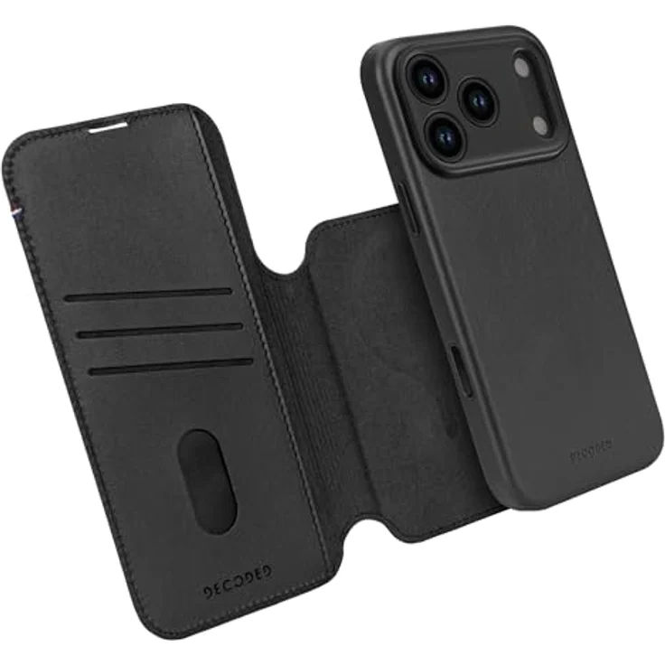Decoded 2-in-1 Lederhülle für iPhone 17 Pro, abnehmbare Wallet aus Premium ECCO Leder, MagSafe-kompatibel, Fallschutz, kratzfest, Metallknöpfe, Schwarz – Bild 1