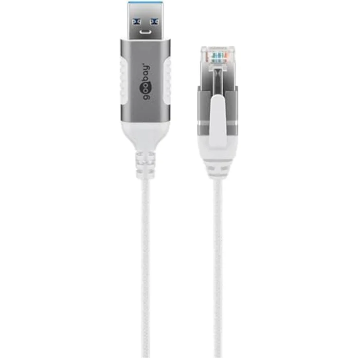 Goobay Ethernet-Kabel USB-A 3.0 auf RJ45 Slim, 5 m, bis zu 1 Gbit/s, weiß – Bild 2