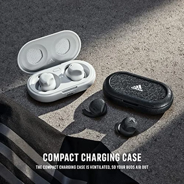 adidas FWD-02 Sport Wireless Bluetooth Ear Buds, Laufen Earphones, IPX5-rated sweat-proof & water-resistant, 25 Hours Playtime - Light Grey – Bild 4