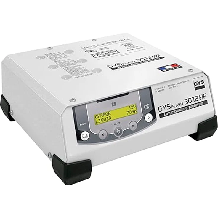 GYS GYSFLASH 30.12 HF 029224 Automatikladegerät 12V 30A, Inverter-basierte Spannungsquelle mit 5 Funktionen für Showroom und Diagnose, kompakt 11 cm hoch – Bild 1