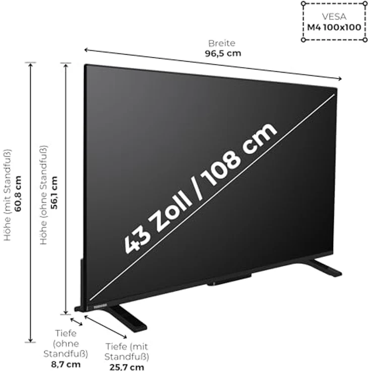 Toshiba 43UV2363DA, 43 Zoll Smart TV mit VIDAA, 4K UHD, HDR, Triple-Tuner und Dolby Audio – Bild 3