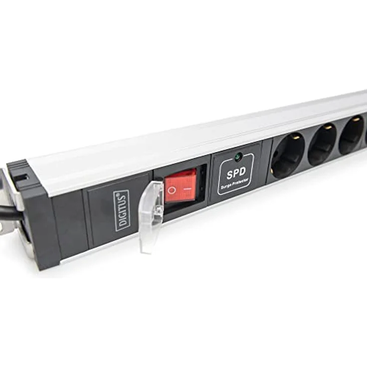 DIGITUS 1HE Aluminium PDU, Rack Mount, 12 x Schutzkontakt 16A, 230VAC, 50/60Hz, overvoltage, Switch – Bild 5