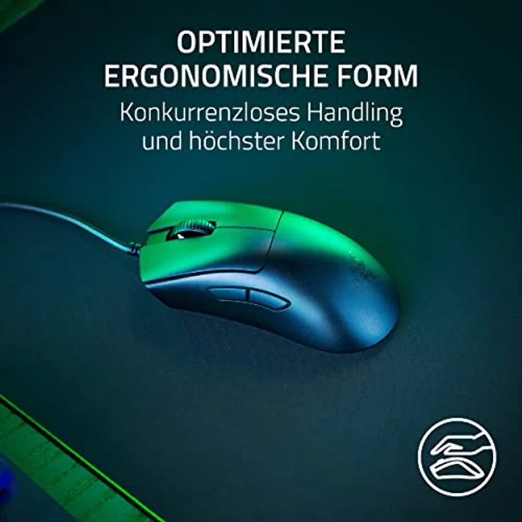 Razer DeathAdder V3 - Ergonomische Esports-Maus (59g Leichtes Design, Ergonomische Form, 30K Optischer Sensor, Optische Mausschalter Gen-3, 8000Hz HyperPolling-Technologie, Speedflex-Kabel) Schwarz – Bild 3