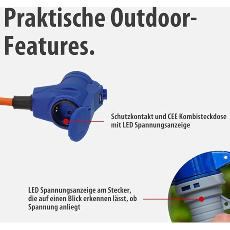 Brennenstuhl 1132920325 Camping-Kabeltrommel, 1,5m H07RN-F 3G 2,5mm², CEE-Stecker und Winkelkupplung, IP44, orange – Bild 4