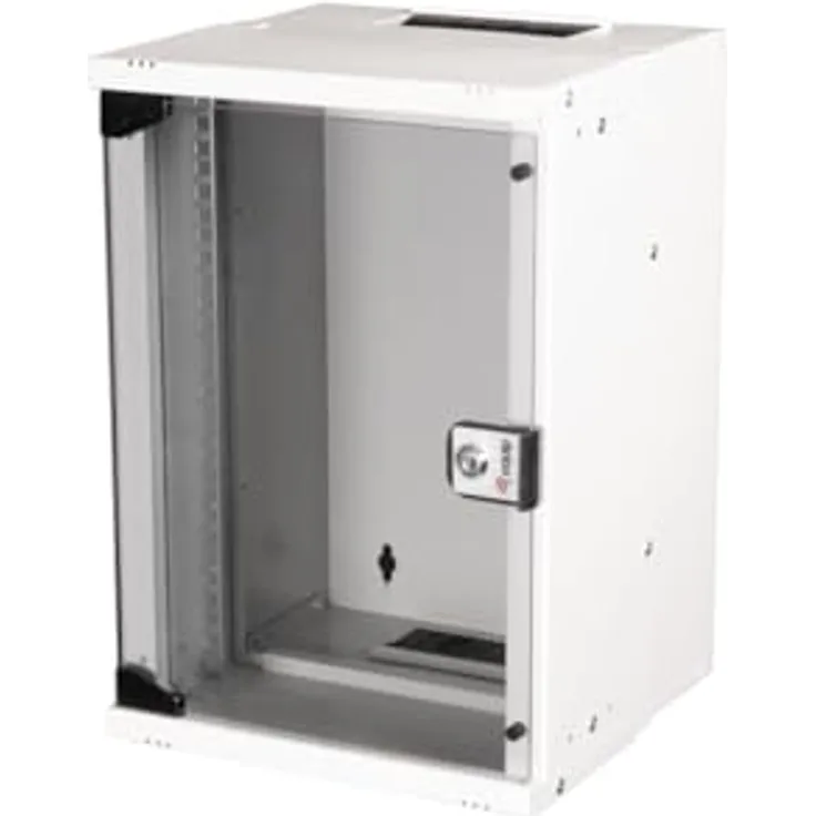 Equip Wandgehäuse 10" 09U 300x300mm grau, Netzwerkschrank mit gehärteter Glasfronttür