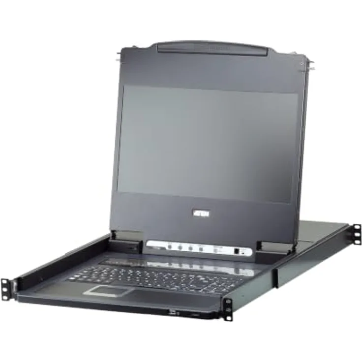 Aten CL6708MW, 8-Port KVM-Switch mit 17,3"-LCD (USB DVI) und HDCP, Schwarz
