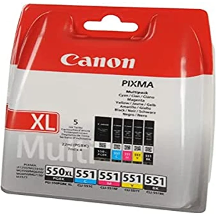 Canon PGI- 550XL - CLI -551 Original Tintenpatronen, 5-er Set von 2 x schwarz, 3 x farbtinten – Bild 2