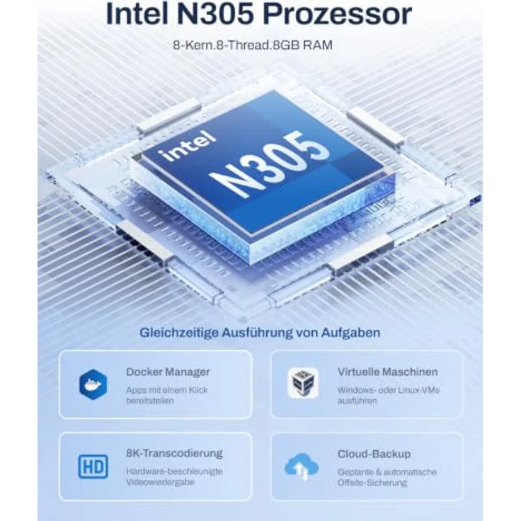 TERRAMASTER F4-425 Pro NAS – 4-Bay, Intel N305 8-Core, 8GB RAM, Dual 5GbE LAN, 3X M.2, AI-TOS 7, Diskless, für Home, Business & Media – Bild 2