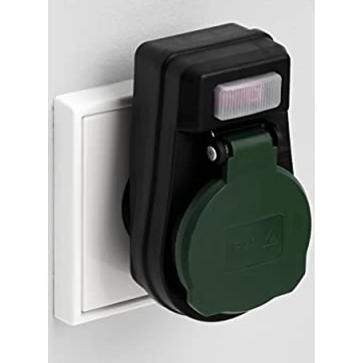 REV Gartensteckdose Außen Steckdosen-Schalter, 3680 Watt, IP44, 230V, schwarzes Gehäuse mit beleuchtetem Schalter – Bild 8