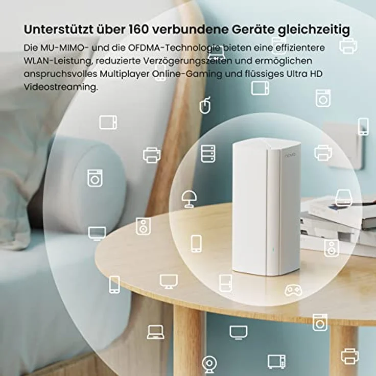 Tenda Nova MX12 Mesh WLAN WiFi 6 System - AX3000 Dual Band WLAN Mesh System [Reichweite bis zu 650m² & 160 Geräte] - 9X Gigabit Port - Ersetzt WLAN Router & Repeater - Kompatibel mit Alexa - 3er-Pack – Bild 5