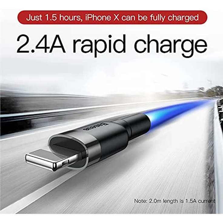 Baseus Cafule Cable - USB to Lightning Cable, 2.4 A, 1 m (Grey/Black) – Bild 5