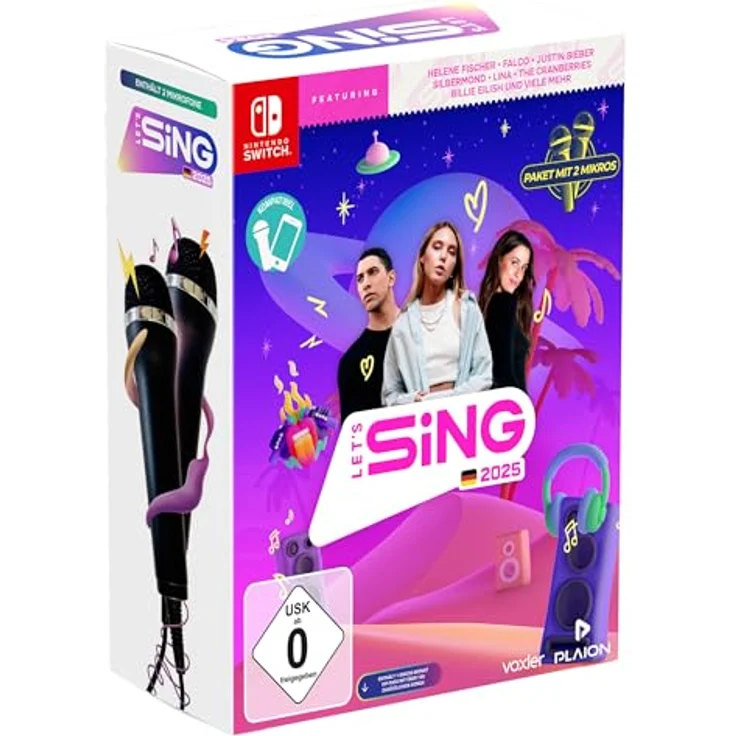 PLAION Let's Sing 2025 German Version, Nintendo Switch, inkl. 2 Mikrofone, Karrieremodus, VIP-Pass, bis zu 4 Spieler – Bild 1