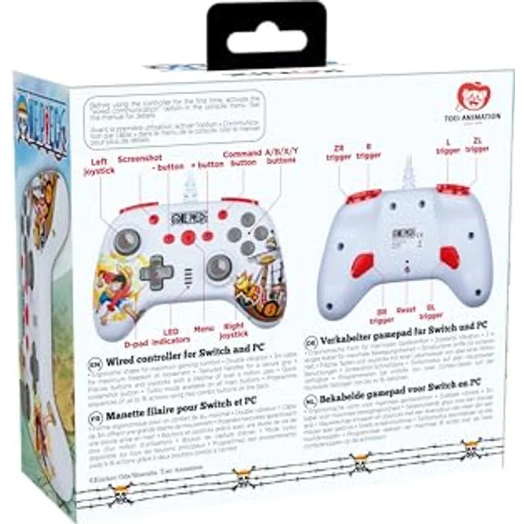 Konix One Piece Gamepad, Gaming Controller für PC und Switch, Weiss mit Piratenmodus – Bild 9