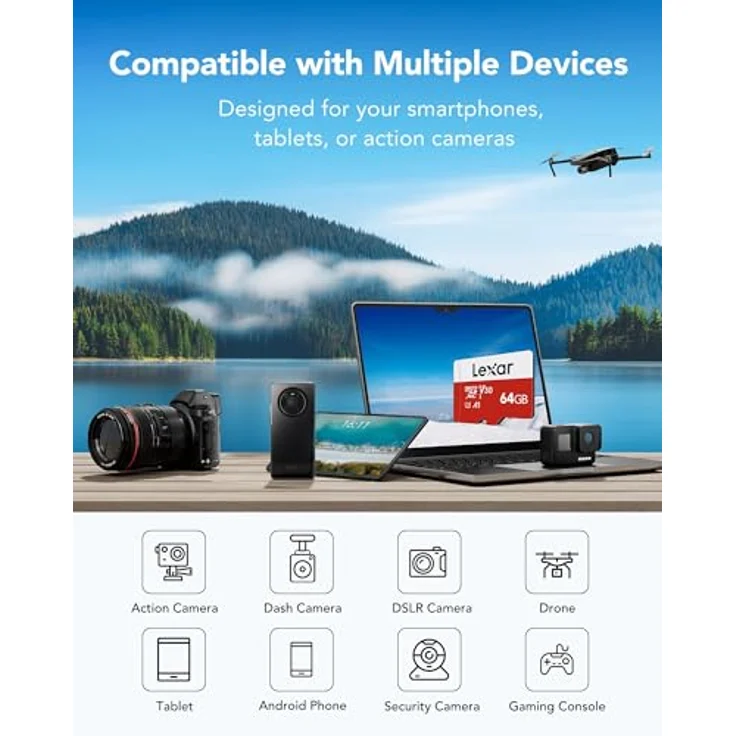 Lexar Micro SD Karte 64GB 3er Pack, UHS-I, U3, A1, V30, C10, 100 MB/s Lesegeschwindigkeit, 4K UHD, mit Adapter für Kamera und Smartphone – Bild 4