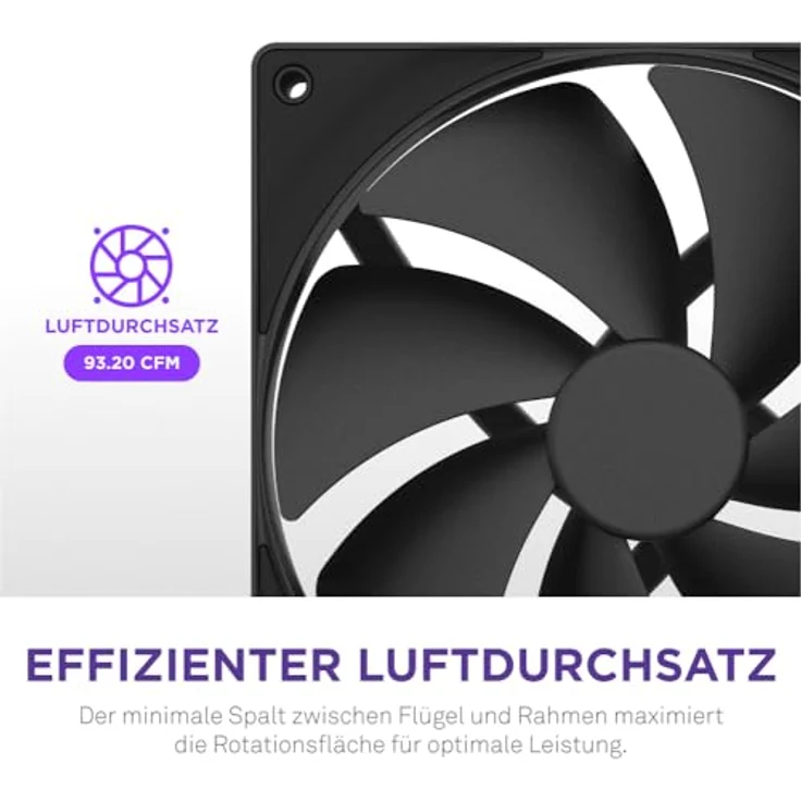 NZXT F140P V2 PWM Lüfter, 140mm, hoher Luftdruck für Radiatoren, leiser Betrieb, schwarzes Design – Bild 3