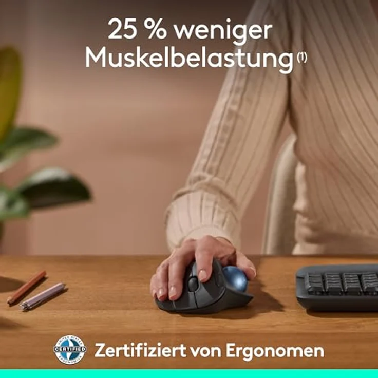 Logitech ERGO M575S kabellose Trackball-Maus, ergonomische Maus mit Bluetooth, Daumensteuerung, Graphit – Bild 4