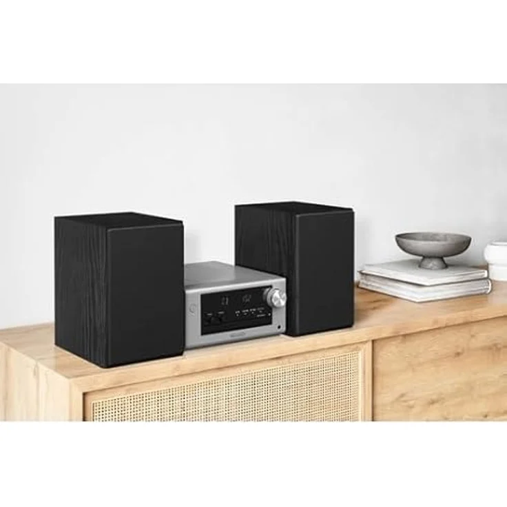 Panasonic MICRO SYSTEM DAB+ SCPM702EGS (Bluetooth, CD Player, 1x 80 W), Stereoanlage, Schwarz, Silber – Bild 2
