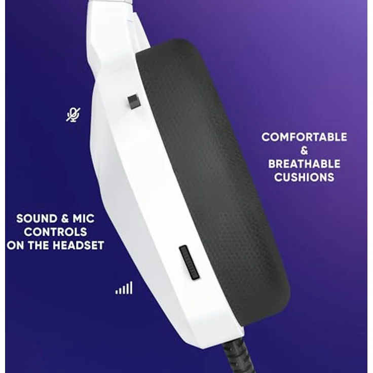 Oniverse Oniverse Gaming-Headset, kabelgebunden, 50 mm Lautsprecher, kompatibel mit PS5, PS4, Switch, Xbox, PC und Mac, verstellbares Mikrofon, LED-Beleuchtung, bequem und atmungsaktiv, Carbon Black oder Frost White – Bild 3