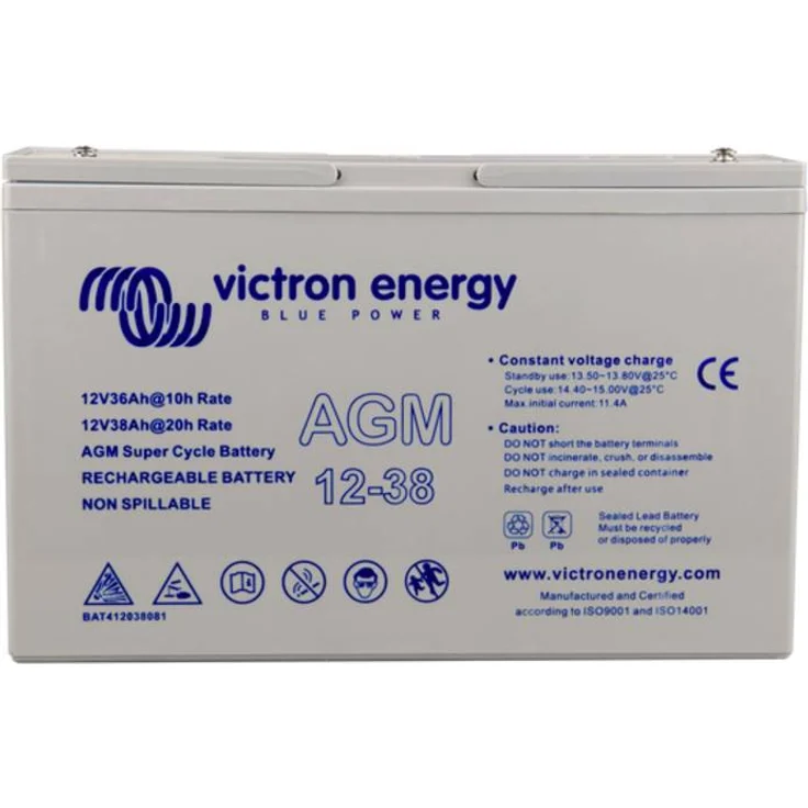 Victron Energy AGM Super Cycle 12V 25Ah Bleiakku, hohe Tiefenzyklus-Haltbarkeit und niedrige Selbst-Entladung, (B x H x T) 181 x 175 x 77mm