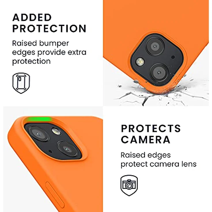 kwmobile Handyhülle für iPhone 13, Silikon Case in Fruity Orange, kabelloses Laden, rutschfest und elastisch – Bild 3