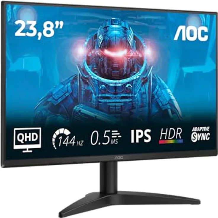 AOC Q24B36X 23,8 Zoll WQHD-Monitor, 144 Hz, 0,5 ms MPRT, IPS-Panel, Adaptive Sync, HDR10, Schwarz