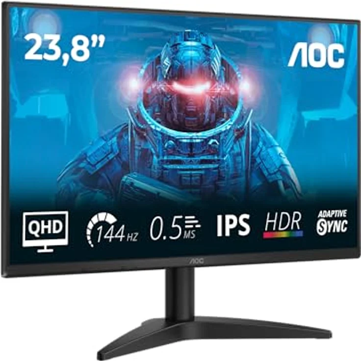 AOC Q24B36X 23,8 Zoll WQHD-Monitor, 144 Hz, 0,5 ms MPRT, IPS-Panel, Adaptive Sync, HDR10, Schwarz – Bild 1