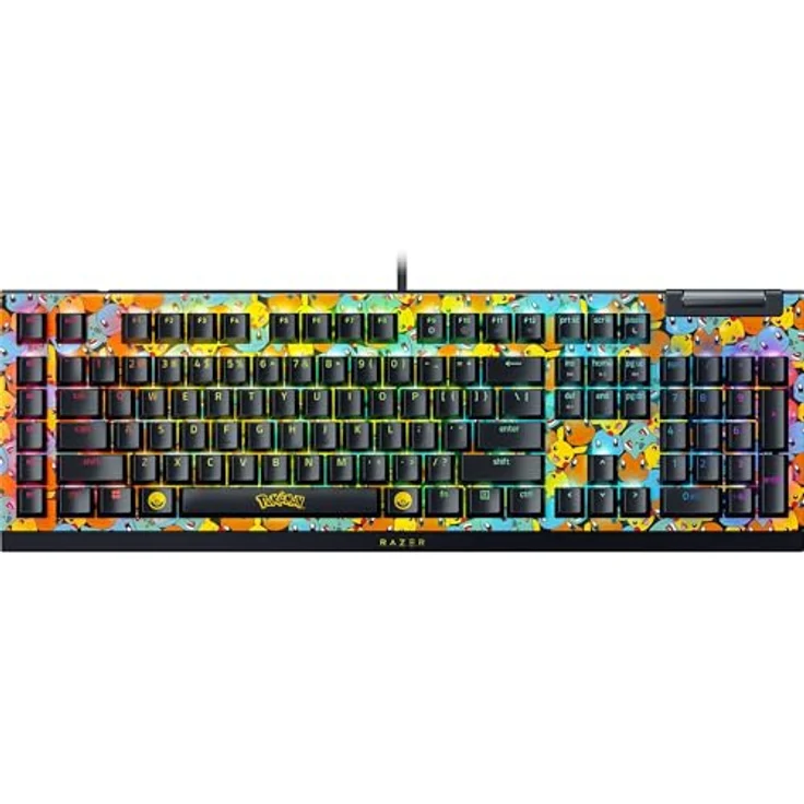 Razer BlackWidow V4 X Pokémon Edition, Mechanische Gaming-Tastatur mit Chroma RGB, grünen Clicky Switches, 6 Makrotasten, Doubleshot-ABS-Tastenkappen, QWERTY US-Layout | Pokémon Kanto – Bild 1
