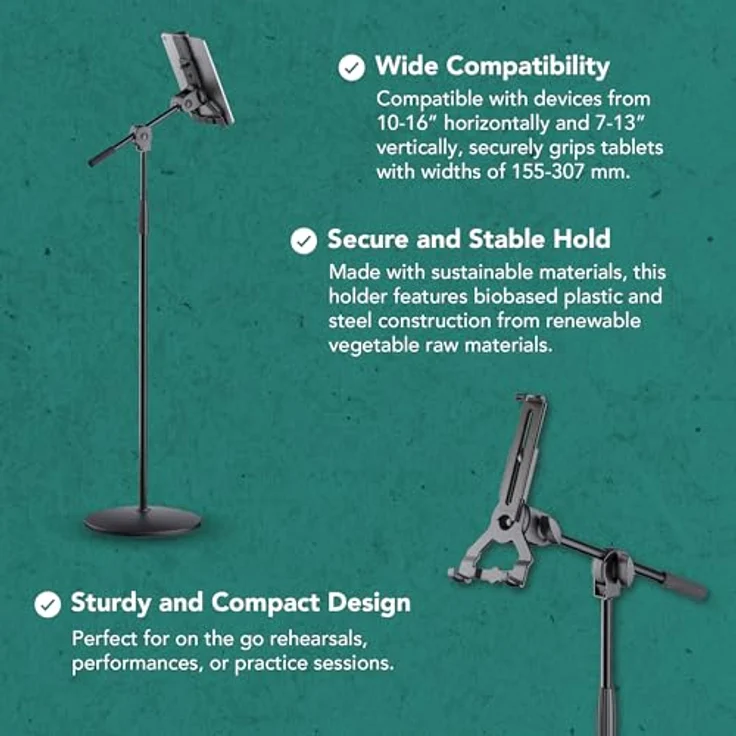 König & Meyer 19789 Tablet PC Stand mit Boom Arm, stabiler Tischständer für Tablets mit flexibler Halterung – Bild 3